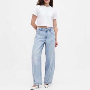 NWOT Gap × BÉIS Wide Leg High Rise Barrel High Waist Blue Jeans Size 12